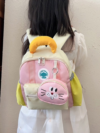 Jauns bērnudārza mugursoma, neilons, elpojoša un ārkārtīgi viegla, ar gaisa spilvena plecu siksnām, poliestera oderes, burta raksts