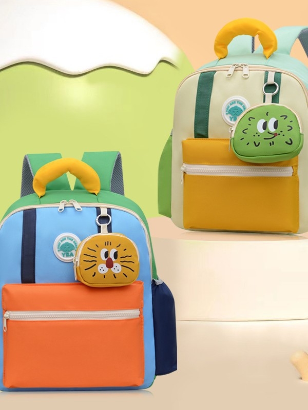 Jauns bērnudārza mugursoma, neilons, elpojoša un ārkārtīgi viegla, ar gaisa spilvena plecu siksnām, poliestera oderes, burta raksts