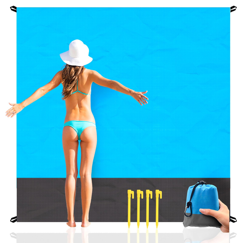 Tengerparti takaró, vízálló és homokálló, gyorsan száradó kültéri piknik takaró, utazáshoz és kempingezéshez, 210T poliészter, 350 g, 2–8 személynek