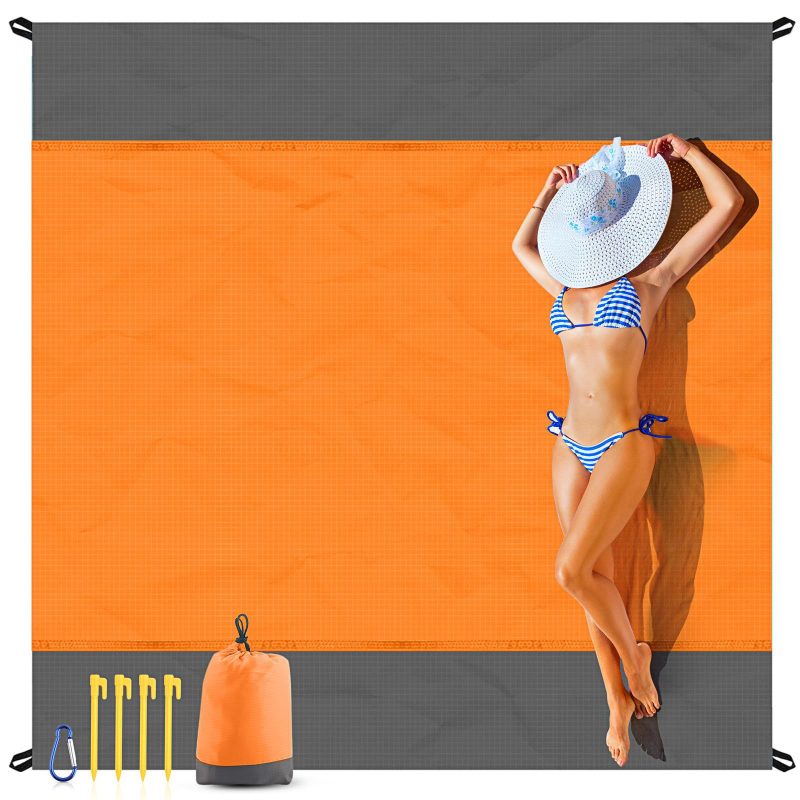 Tengerparti takaró, vízálló és homokálló, gyorsan száradó kültéri piknik takaró, utazáshoz és kempingezéshez, 210T poliészter, 350 g, 2–8 személynek