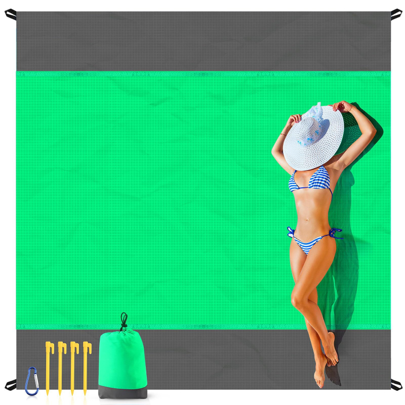 Tengerparti takaró, vízálló és homokálló, gyorsan száradó kültéri piknik takaró, utazáshoz és kempingezéshez, 210T poliészter, 350 g, 2–8 személynek