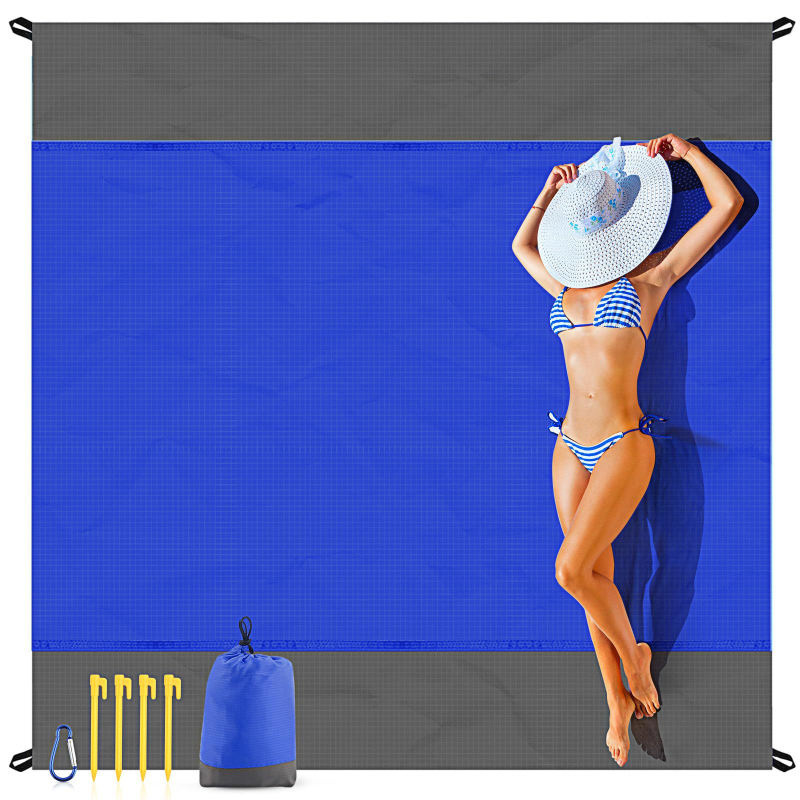 Tengerparti takaró, vízálló és homokálló, gyorsan száradó kültéri piknik takaró, utazáshoz és kempingezéshez, 210T poliészter, 350 g, 2–8 személynek