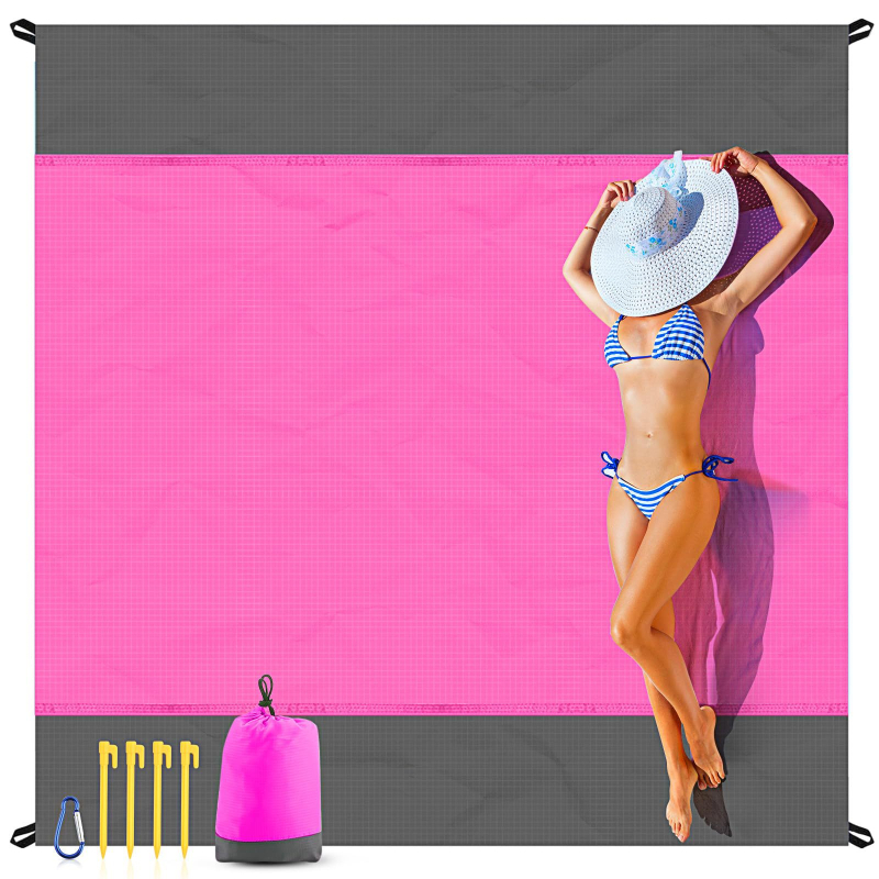 Tengerparti takaró, vízálló és homokálló, gyorsan száradó kültéri piknik takaró, utazáshoz és kempingezéshez, 210T poliészter, 350 g, 2–8 személynek