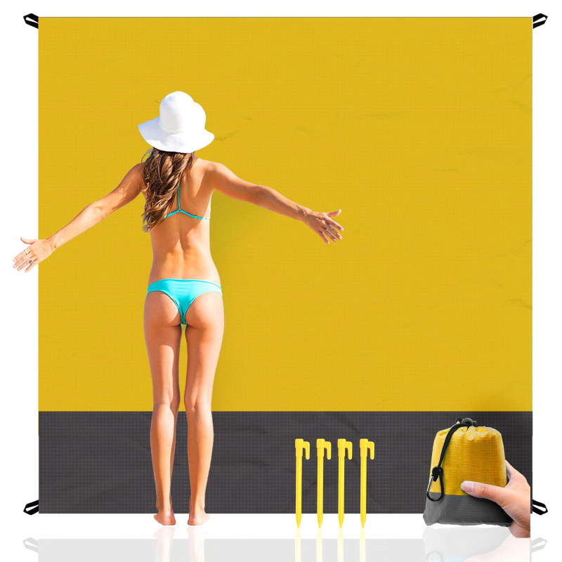 Tengerparti takaró, vízálló és homokálló, gyorsan száradó kültéri piknik takaró, utazáshoz és kempingezéshez, 210T poliészter, 350 g, 2–8 személynek