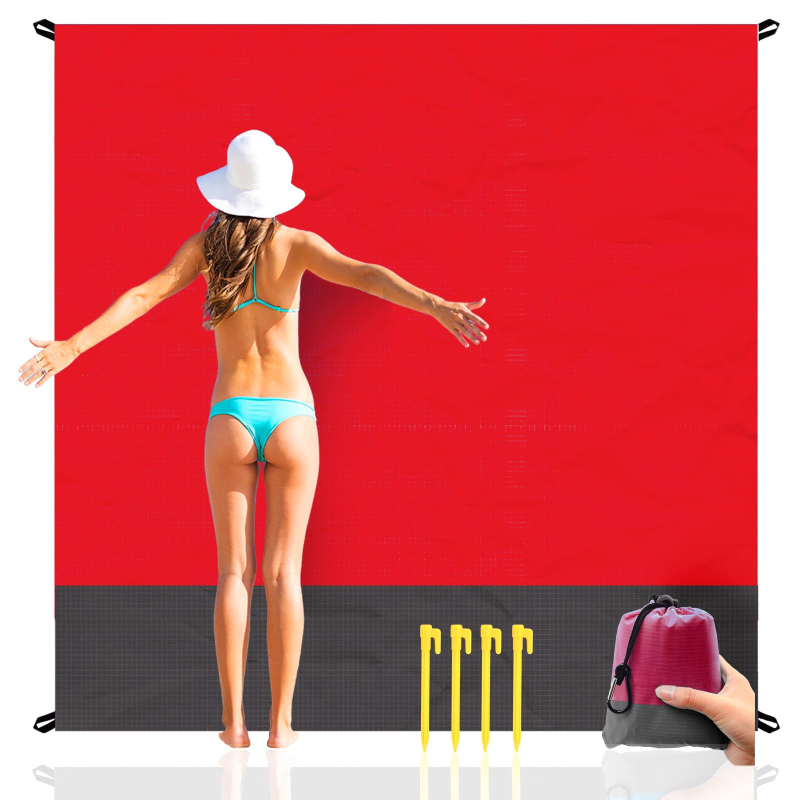 Tengerparti takaró, vízálló és homokálló, gyorsan száradó kültéri piknik takaró, utazáshoz és kempingezéshez, 210T poliészter, 350 g, 2–8 személynek