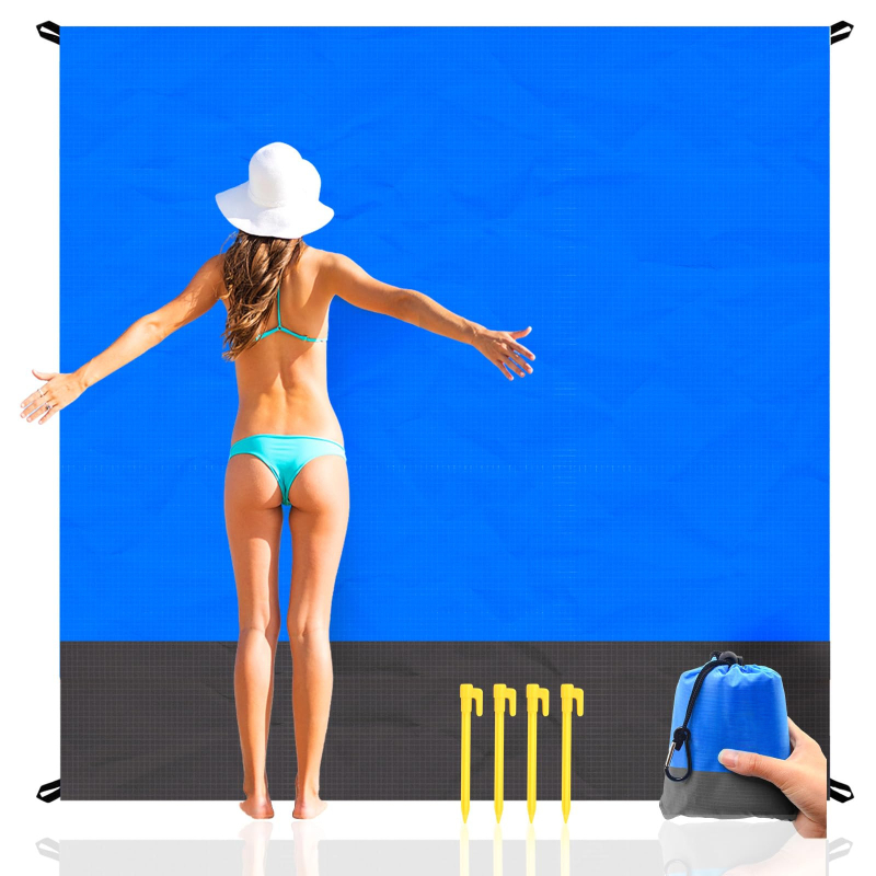 Tengerparti takaró, vízálló és homokálló, gyorsan száradó kültéri piknik takaró, utazáshoz és kempingezéshez, 210T poliészter, 350 g, 2–8 személynek