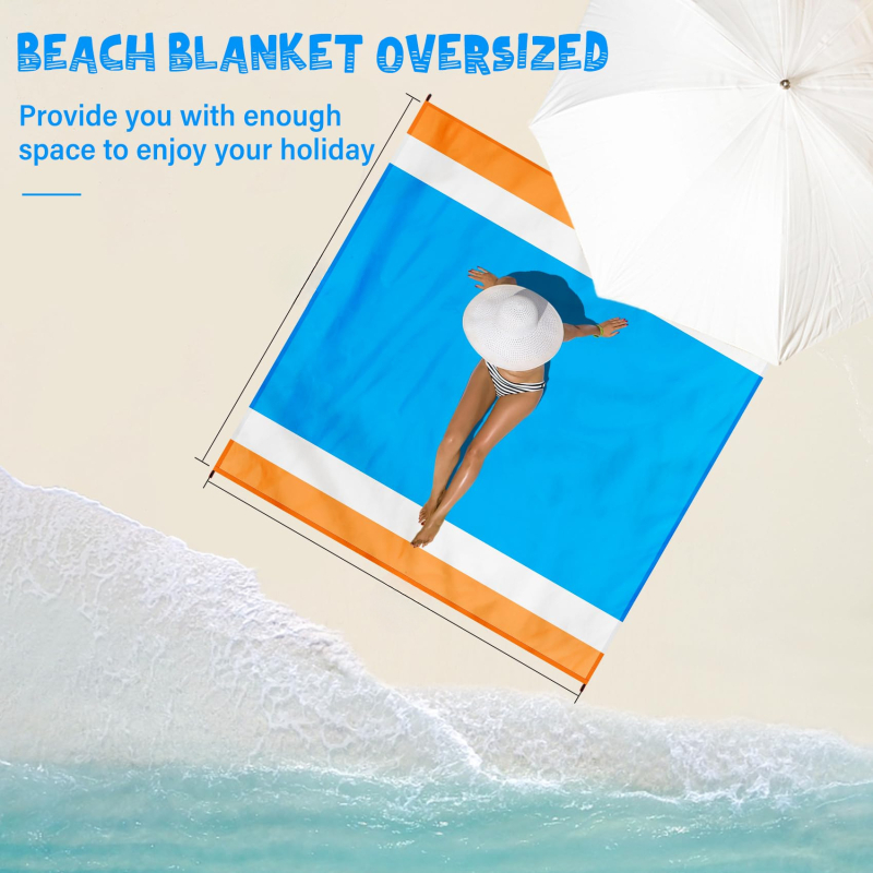 Tengerparti takaró, vízálló és homokálló, gyorsan száradó kültéri piknik takaró, utazáshoz és kempingezéshez, 210T poliészter, 350 g, 2–8 személynek