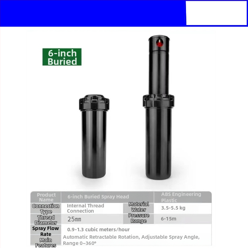 Guangying užkasamas teleskopinis purkštuvas su 360° sukimu, skirtas laistymui vejo ir sode (inžineriniai plastikai)