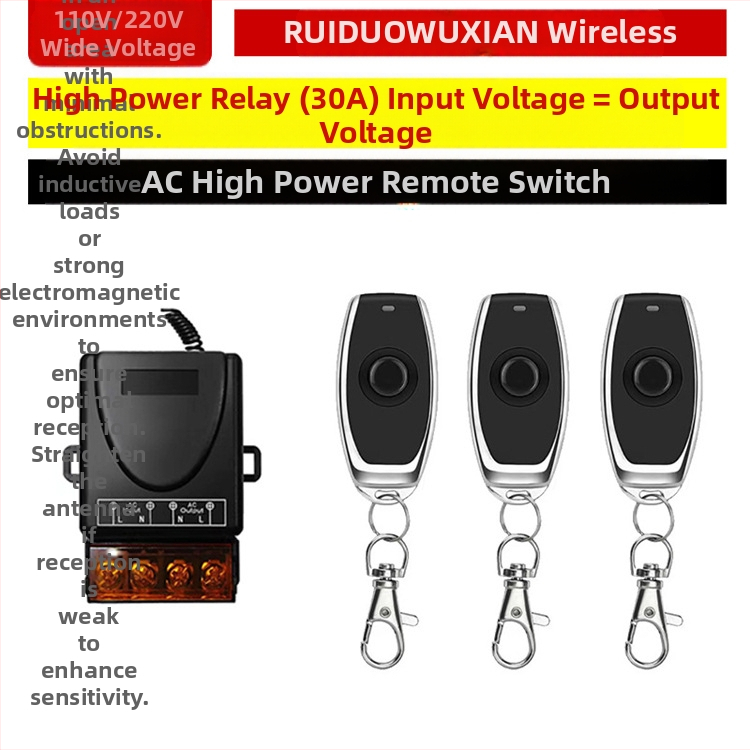 Belaidė nuotolinio valdymo jungiklis lempai ir varikliui – Ruiduo chuang