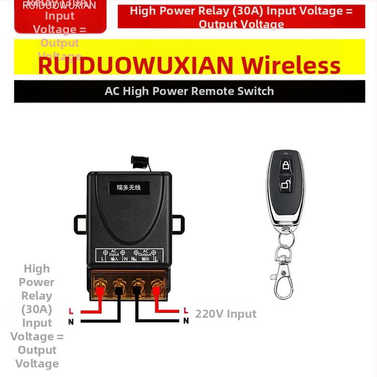 Belaidė nuotolinio valdymo jungiklis lempai ir varikliui – Ruiduo chuang