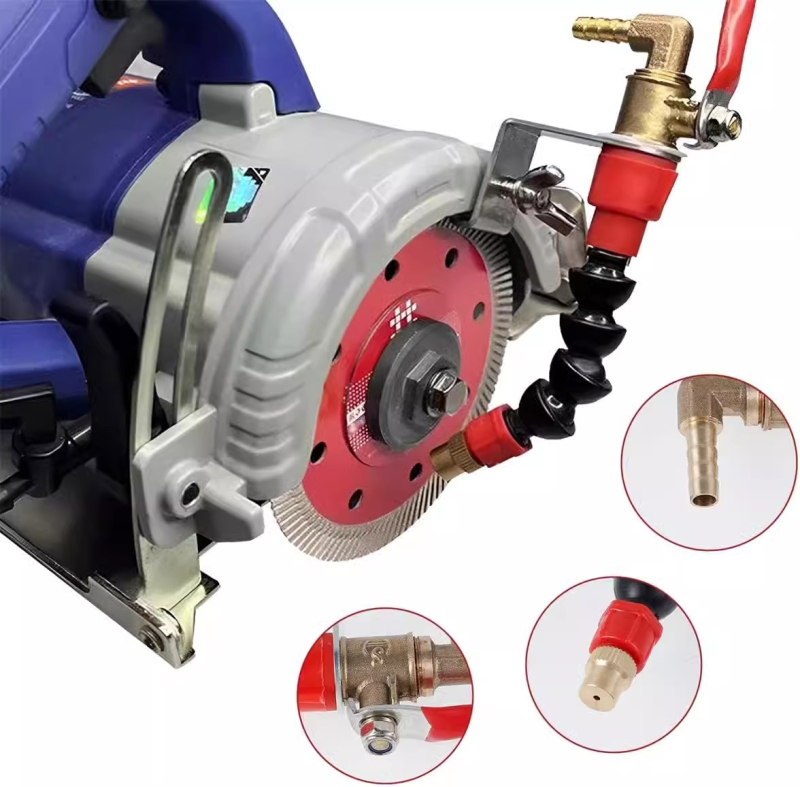 Устройство за водно пръскане за режещи и фрезерни машини с прахозащита и охлаждане, универсално за каменоделски машини, аксесоар за ъглошлайф