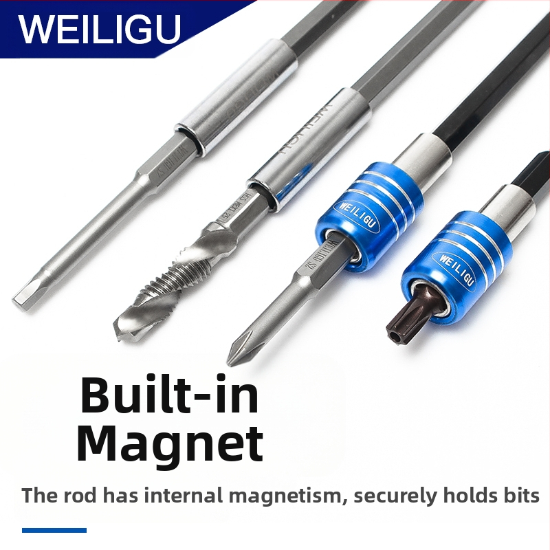 Магнитен удължителен вал за електрическа отвертка — неръждаема стомана; самозаключващ се; държач за бит; удължителен прът