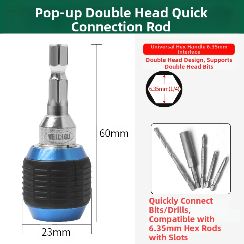 Magnetinis pratęsimo velenas elektriniam atsuktuvui — nerūdijantis plienas, savarankiškai užrakintas, bitų laikiklis