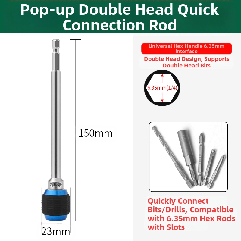 Magnetinis pratęsimo velenas elektriniam atsuktuvui — nerūdijantis plienas, savarankiškai užrakintas, bitų laikiklis