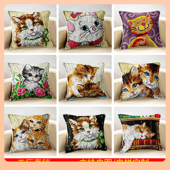 Kryžminio siuvimo komplektas pagalvėlei: vilnos siuvinėjimas, mezgimas ir prancūziškas mazgas, naujasis kinų stilius