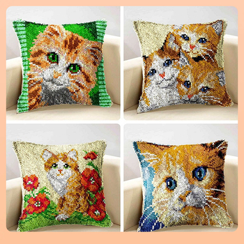 Kryžminio siuvimo komplektas pagalvėlei: vilnos siuvinėjimas, mezgimas ir prancūziškas mazgas, naujasis kinų stilius