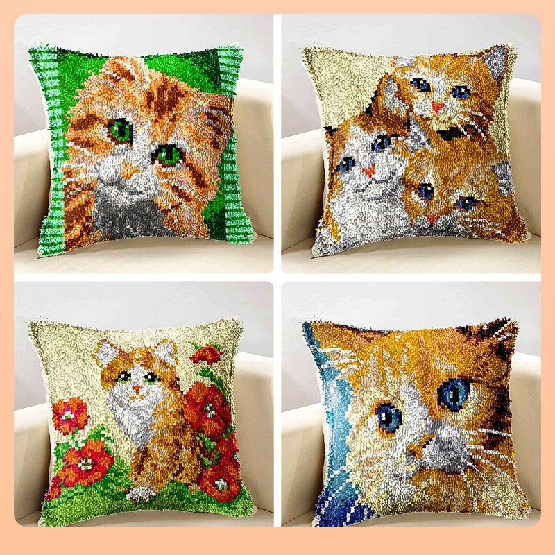 Kryžminio siuvimo komplektas pagalvėlei: vilnos siuvinėjimas, mezgimas ir prancūziškas mazgas, naujasis kinų stilius