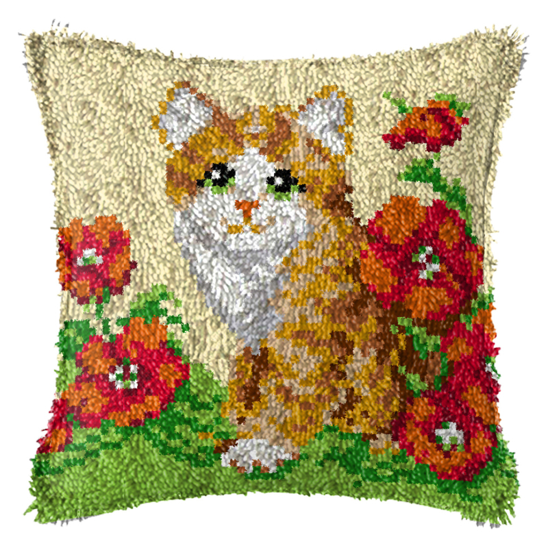 Kryžminio siuvimo komplektas pagalvėlei: vilnos siuvinėjimas, mezgimas ir prancūziškas mazgas, naujasis kinų stilius