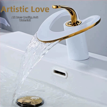 Réz anyagú fürdőszobai csaptele, modern minimalista dizájn, keverőcsap, emelőnyílású működés, bemenet-kimenet 2/1, kerámiás szeleppel