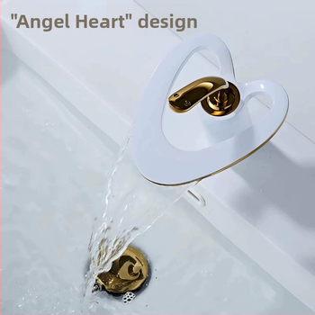 Réz anyagú fürdőszobai csaptele, modern minimalista dizájn, keverőcsap, emelőnyílású működés, bemenet-kimenet 2/1, kerámiás szeleppel