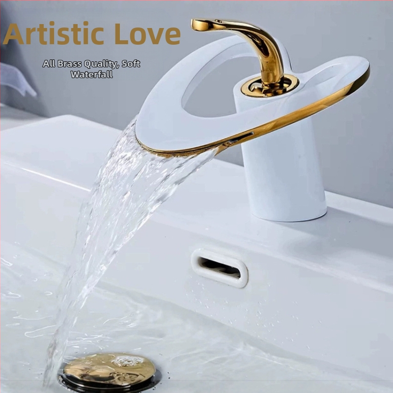 Meďová kúpeľňová batéria, moderný minimalistický dizajn, zmiešavací kohútik, otváranie zdvihom, vstup-výstupný priemer 2/1, keramický diskový ventil