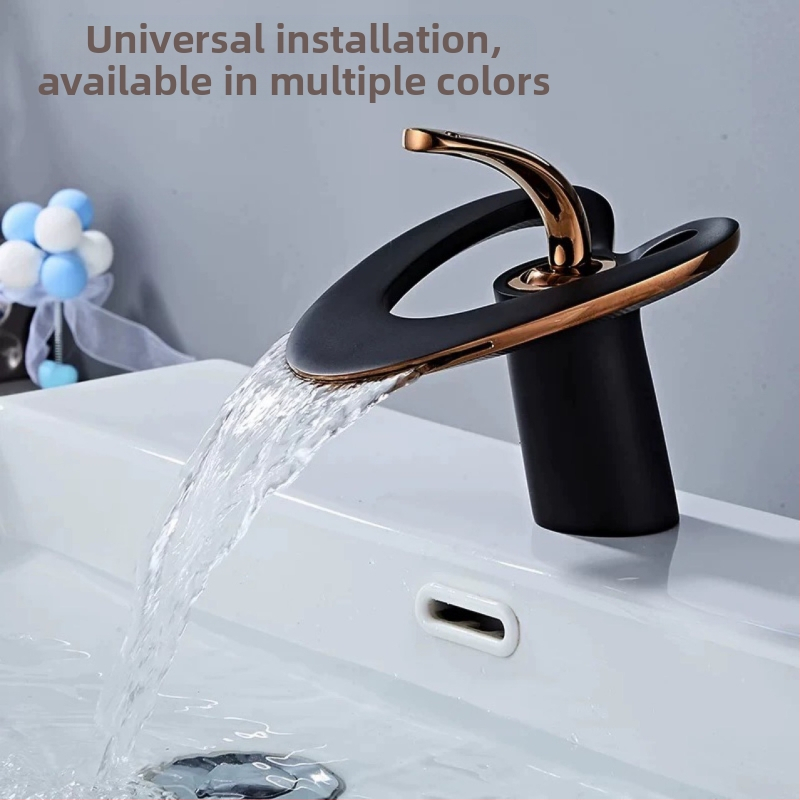 Meďová kúpeľňová batéria, moderný minimalistický dizajn, zmiešavací kohútik, otváranie zdvihom, vstup-výstupný priemer 2/1, keramický diskový ventil