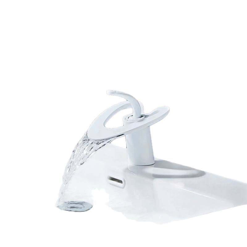 Réz anyagú fürdőszobai csaptele, modern minimalista dizájn, keverőcsap, emelőnyílású működés, bemenet-kimenet 2/1, kerámiás szeleppel