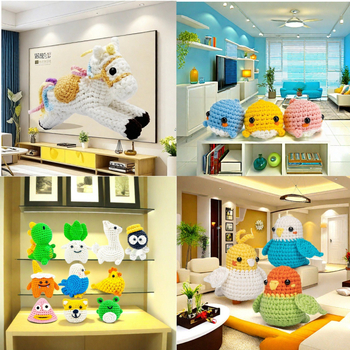 Rinkinys megzti gyvūnėliams su vilnos siūlais – pusiau verptas, susukti siūlai, pieno medvilnė