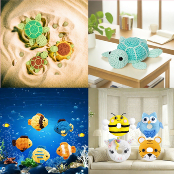 Rinkinys megzti gyvūnėliams su vilnos siūlais – pusiau verptas, susukti siūlai, pieno medvilnė