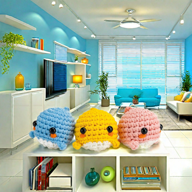 Rinkinys megzti gyvūnėliams su vilnos siūlais – pusiau verptas, susukti siūlai, pieno medvilnė