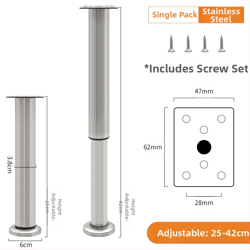 Регулируеми крачета за мебели – Qiaoju qiaojian hardware, модел QJDL-BXGGJ-7, материал: неръждаема стомана/хладно валцована стомана, подходящи за шкафове и дивани, стил: модерен минимализъм