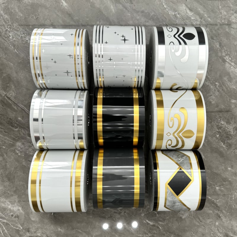 PVC márvány imitációjú csempe, öntapadós díszítőcsík falhoz és küszöbhöz