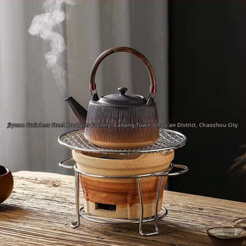 Nerūdijančio plieno kepsninės grotelių laikiklis, apvalios formos – daugiafunkcis, nešiojamas, lengvai valomas – pagamintas taškinio suvirinimo ir štampavimo technologija