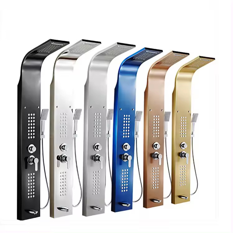 Išmanioji nerūdijančio plieno dušų sistema su skaitmeniniu ekranu, LED apšvietimu, automatinio vandens užpildymo funkcija, lietaus dušu, paslėptu sienos montavimu