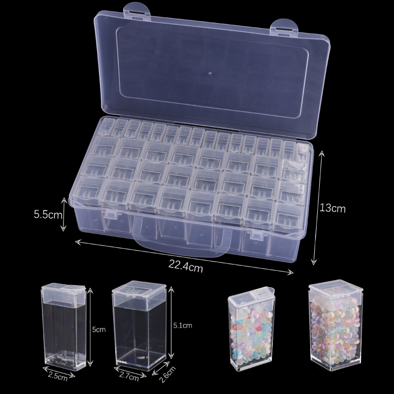 Skaidra plastikinė daugiasluoksnė papuošalų laikymo dėžutė su nuimamomis skyrimis ausims ir žiedams