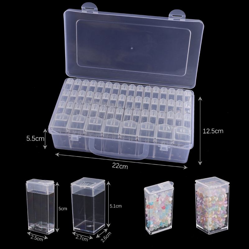 Skaidra plastikinė daugiasluoksnė papuošalų laikymo dėžutė su nuimamomis skyrimis ausims ir žiedams