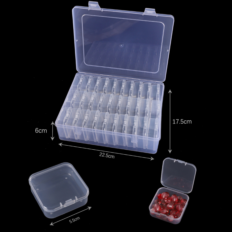 Skaidra plastikinė daugiasluoksnė papuošalų laikymo dėžutė su nuimamomis skyrimis ausims ir žiedams