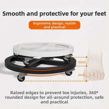 Γλάστρα με κυκλική βάση και μετακινούμενο στήριγμα με ρόδες; πλαστική κατασκευή; κατάλληλο για οικιακή κηπουρική σε δάπεδο.