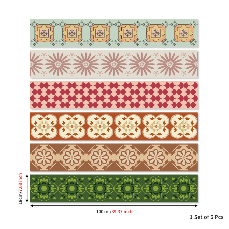 Charm Set Autocolante pentru scări – autocolante autoadezive, impermeabile, gradient geometric floral cu textură lemnoasă, PVC