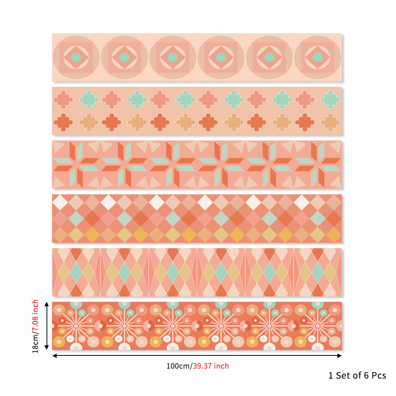 Charm Set Autocolante pentru scări – autocolante autoadezive, impermeabile, gradient geometric floral cu textură lemnoasă, PVC
