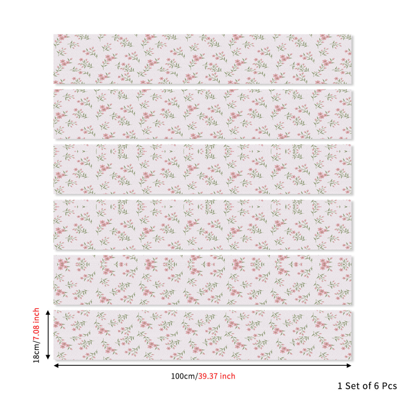 Charm Set Autocolante pentru scări – autocolante autoadezive, impermeabile, gradient geometric floral cu textură lemnoasă, PVC