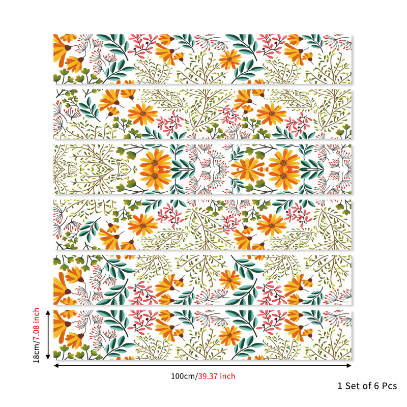 Charm Set Autocolante pentru scări – autocolante autoadezive, impermeabile, gradient geometric floral cu textură lemnoasă, PVC