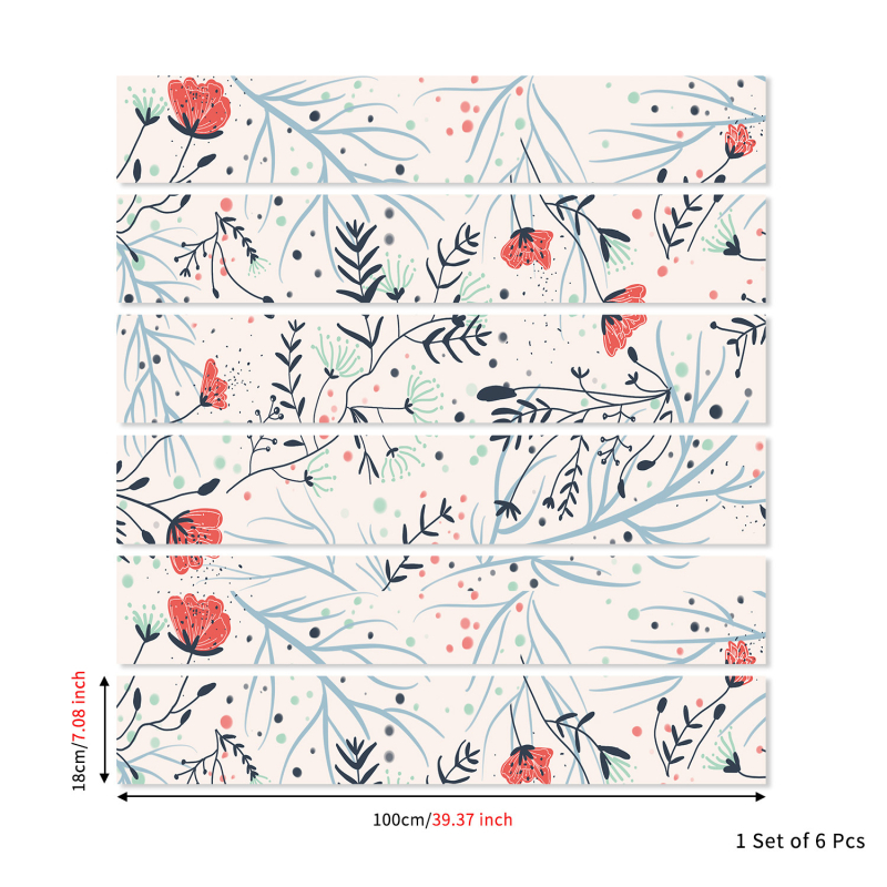 Charm Set Autocolante pentru scări – autocolante autoadezive, impermeabile, gradient geometric floral cu textură lemnoasă, PVC