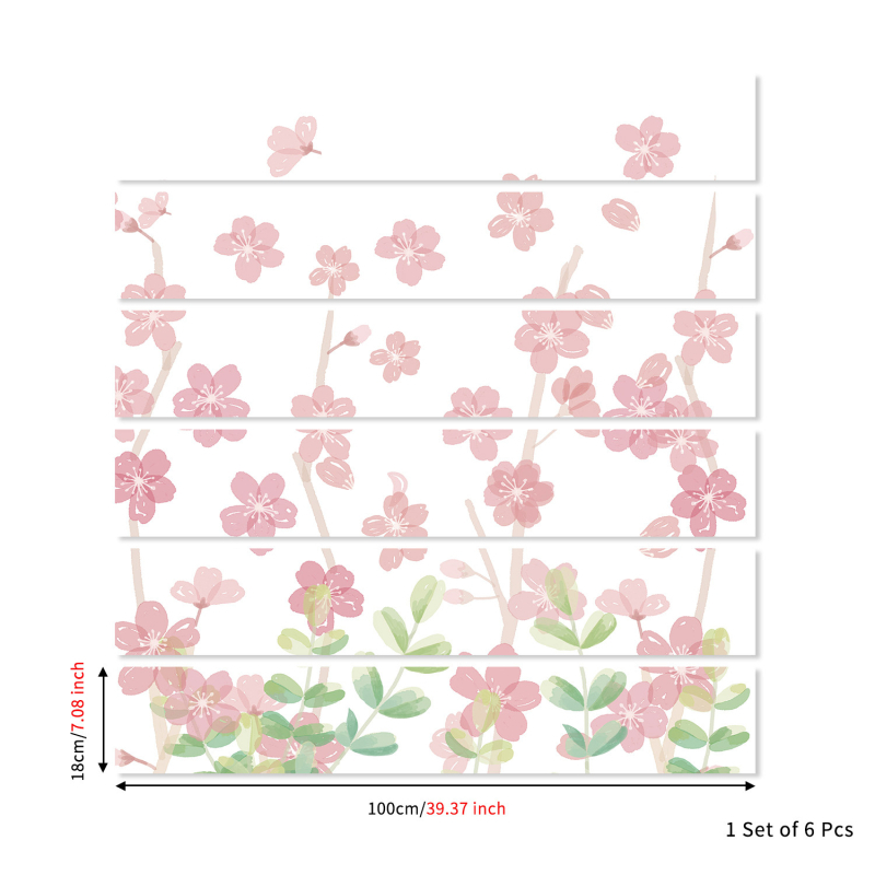 Charm Set Autocolante pentru scări – autocolante autoadezive, impermeabile, gradient geometric floral cu textură lemnoasă, PVC