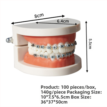 Ortodontikus fém bracket modell bemutatóhoz, felnőtteknek, 140 g, dobozban 100 darab, helyi márka