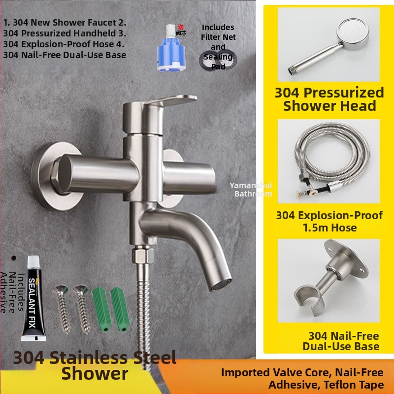 304 nerūdijančio plieno dušo maišytuvas sieninis su karštu ir šaltu vandeniu