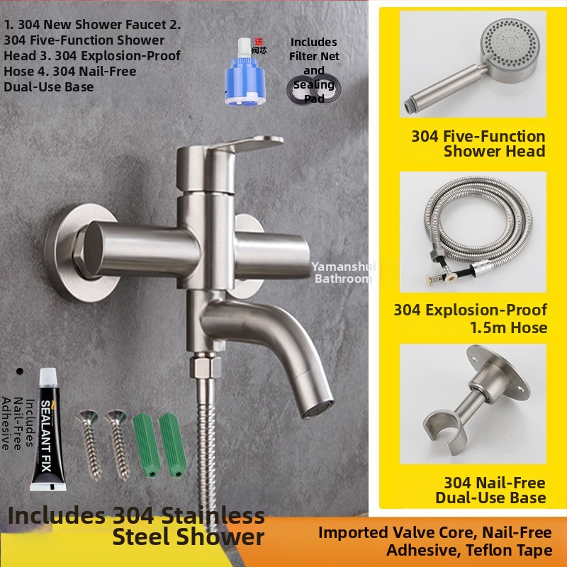 304 nerūdijančio plieno dušo maišytuvas sieninis su karštu ir šaltu vandeniu