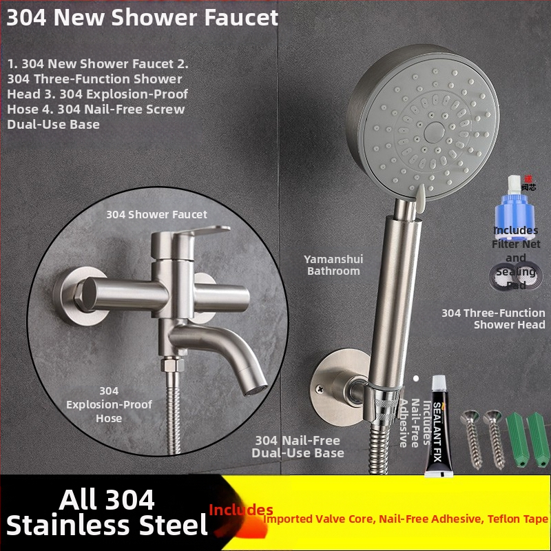 304 nerūdijančio plieno dušo maišytuvas sieninis su karštu ir šaltu vandeniu