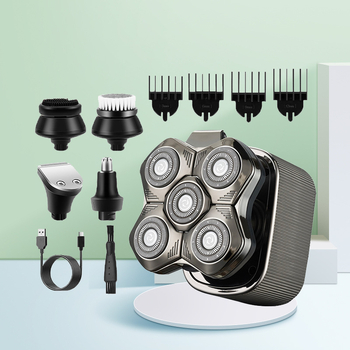 Elektrinis plaukų šalinimo skustuvas vyrams su plūduriuojančia pjovimo galvute, įdiegta baterija 500–800 mAh, daugiau nei 60 min veikimo laikas, be šepetėlių variklis, įkrovimas ir maitinimas dvigubam naudojimui