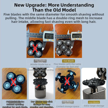 Elektrinis plaukų šalinimo skustuvas vyrams su plūduriuojančia pjovimo galvute, įdiegta baterija 500–800 mAh, daugiau nei 60 min veikimo laikas, be šepetėlių variklis, įkrovimas ir maitinimas dvigubam naudojimui